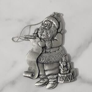 3/$25 1996 Avon Source Fine Collectibles Pewter Santa Claus Christmas Ornament